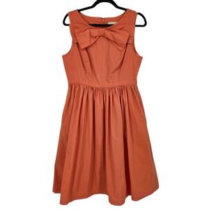 ModCloth Orange Revel & Relish Bow Cotton Fit & Flare Sleeveless Dress Size L